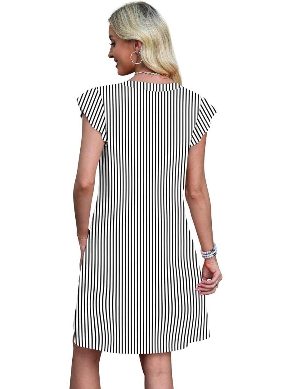 Spring Summer Dresses for Women 2026 Casual Ruffle Sleeve V Neck Loose Swing Sun - Picture 5 of 5